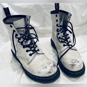 Intentionally Distressed, Like New Doc Martens White Leather Docs Punk Grunge